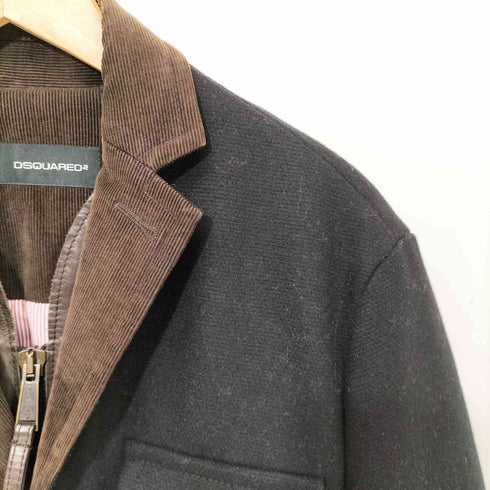 ディースクエアード DSQUARED2 レザー切替レイヤードデザイン ウール3Bテーラードジャケット メンズ  50